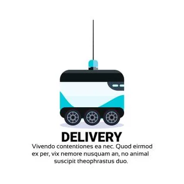 Robot self drive fast delivery goods in city car robotic carry concept isolated Ilustración de archivo