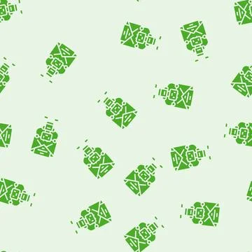 Robot sending a message glyph seamless pattern Illustrazione stock