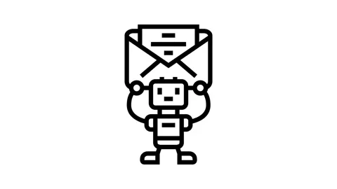 Robot sending a message line icon animation Stock Footage 326121706