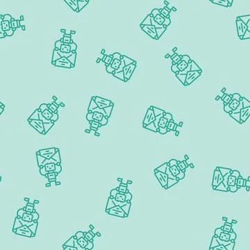 Robot sending a message line seamless pattern Stock Illustration