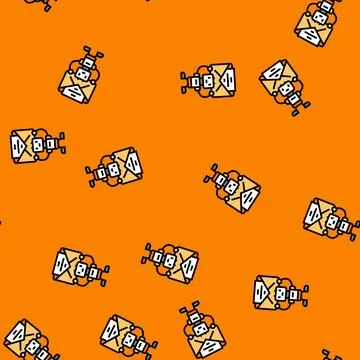 Robot sending a message vector seamless pattern Stock Illustration