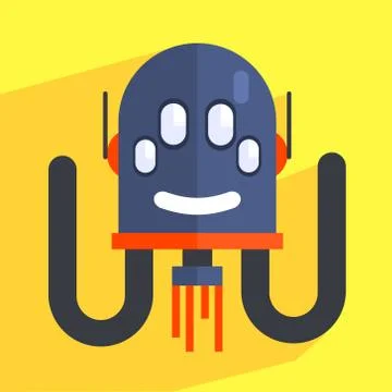 Robot Separated Head Charcter Illustrazione stock