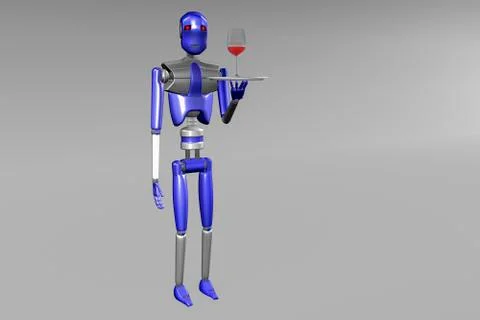 A robot served wine Stock Illustration