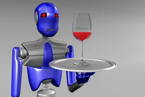 A robot served wine Stock Illustration