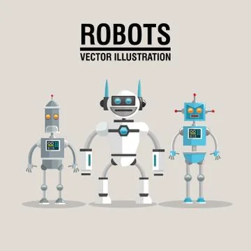 Robot set design. Technology concept. humanoid icon Illustrazione stock