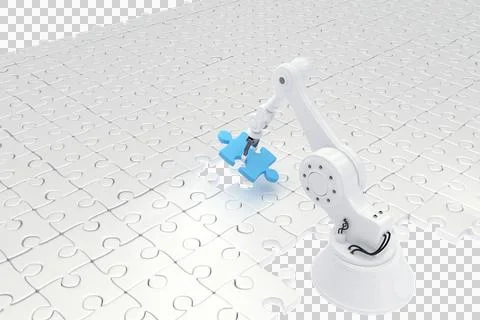 Robot setting up puzzle Stock Photos