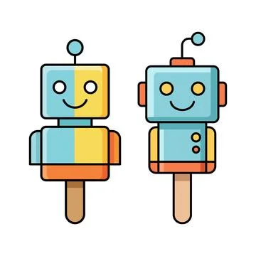 Robot shaped ice cream popsicles on sticks Stock Illustration