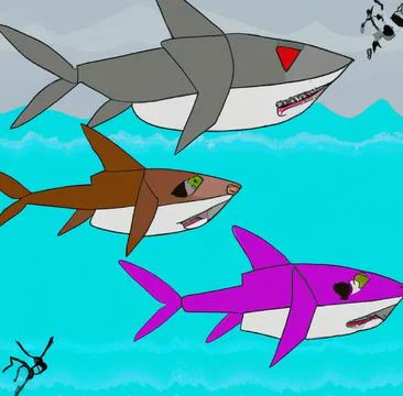 Robot sharks swimming Stock Illustration