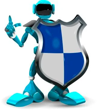 Robot with a Shield Illustrazione stock