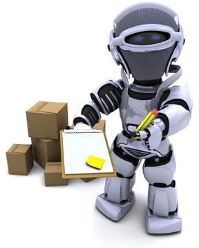 Robot with Shipping Boxes Stock Illustration