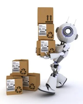 Robot with Shipping Boxes Stock-Illustration