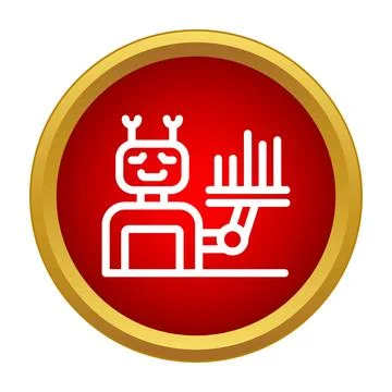 Robot showing data analysis and artificial intelligence icon Ilustração Stock