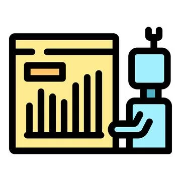 Robot showing growing bar chart on presentation board イラスト素材