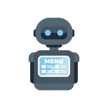 Robot showing restaurant menu on digital display Stock Illustration