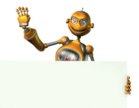 Robot with Sign Edge Stock Illustration
