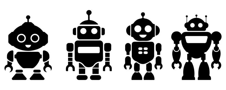 Robot silhouette set vector isolated on white background Stock Illustration