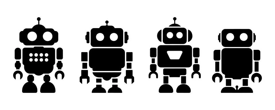 Robot silhouette set vector isolated on white background Stock-Illustration