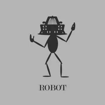 Robot Simple flat gray vector pictogram Stock Illustration