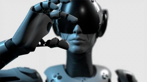 A robot simulating holding an object in its hands. with a bokeh effect. there Stock Footage 248495148