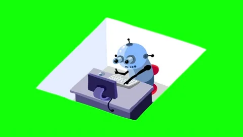 Robot single working in office as employee in cubicle isolated 库存影片 220332941