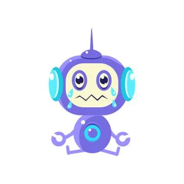 Robot Sitting Crying Stock Illustration