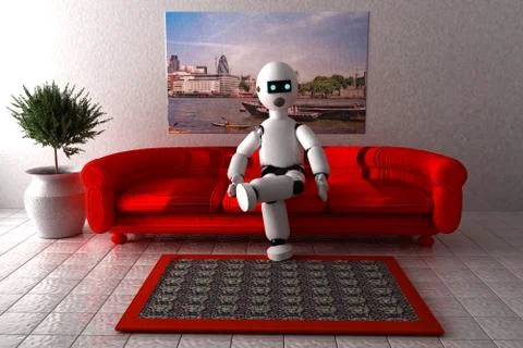 Robot sitting on a sofa Stock Illustration