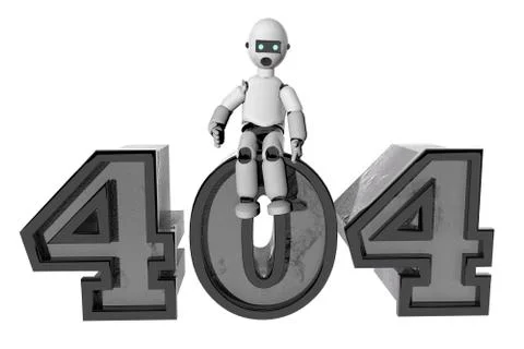 Robot sitting on top of 404 (for error) Stock Illustration