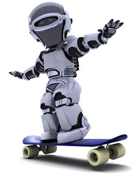 Robot with skateboard Stock Illustration