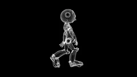 Robot Skeleton Animation Walking on Black Background, Futuristic Design 库存影片 339059432