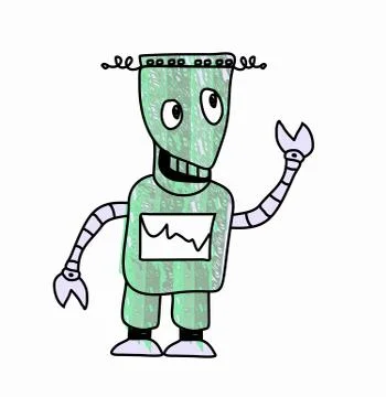 Robot sketch doodle vector Stock Illustration