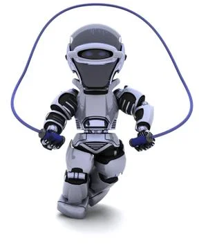 Robot skipping with rope Stock Illustration