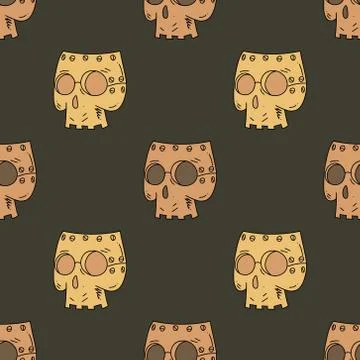 Robot skull mask seamless pattern Stock Illustration