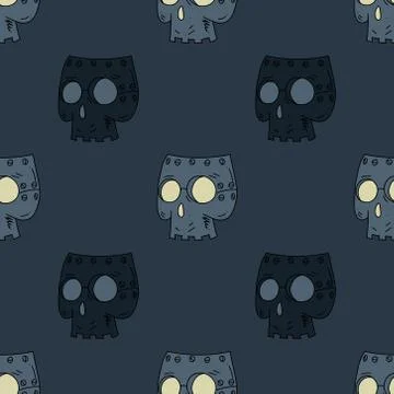 Robot skull mask seamless pattern Stock Illustration