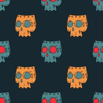 Robot skull mask seamless pattern Illustrazione stock