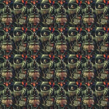 Robot skull motif pattern Illustrazione stock