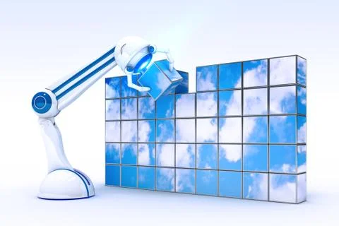 Robot with sky Stock Illustration