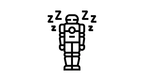 Robot sleeping zzz line icon animation Stock Footage 326121701