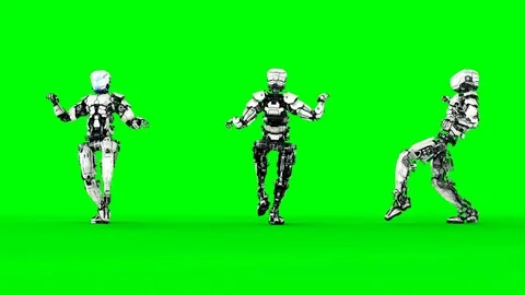 Robot is sneaking. Realistic motion and reflections. 4K green screen footage. Stock Footage 82695933