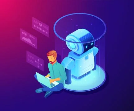 Robot software concept vector isometric illustration. Illustrazione stock