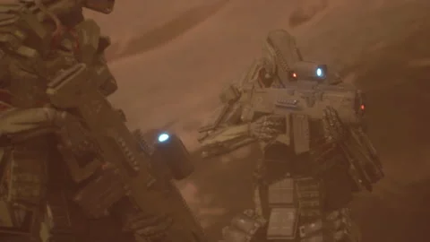 Robot soldiers getting ready in the host... | Stock Video | Pond5