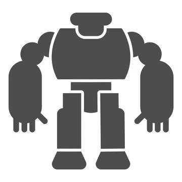 Robot solid icon, kid toys concept, cyborg sign on white background, Big robot Illustrazione stock