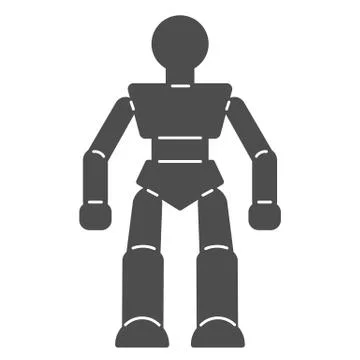 Robot solid icon, Kids toys concept, Robotics sign on white background, Robot Illustrazione stock