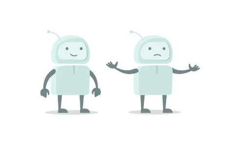 Robot spacesuit alien character luck and failure set. Flat color vector Stock Illustration