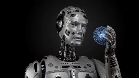 Robot with a sphere 2 Stock Footage 255482165