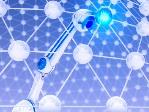 Robot with sphere Stock Illustration