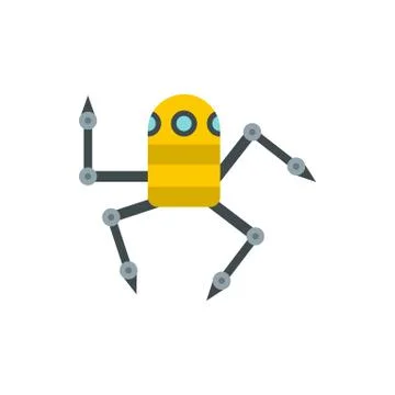 Robot spider icon, flat style Stock Illustration