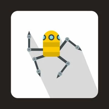 Robot spider icon, flat style Stock Illustration
