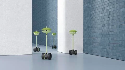 Robot squad at work Stock Illustration