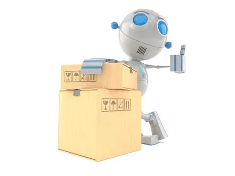 Robot with stack of boxes Stockillustratie