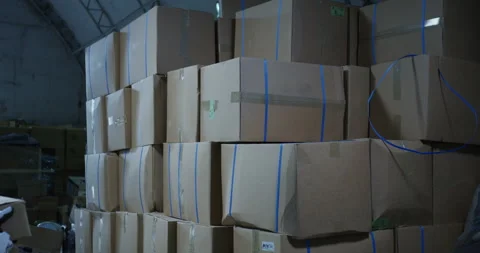 Robot stacking boxes in a warehouse Stock Footage 108123828